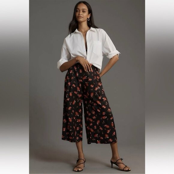 ANTHROPOLOGIE Maeve Floral Printed Wide Leg High Rise A-Line Culottes XXP - Picture 1 of 8